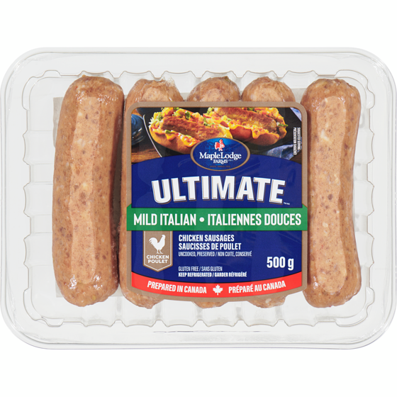 Maple Lodge Farms LT Ultimate Mild Italian Chicken Dinner Sausage 500 g, $1.40/100g