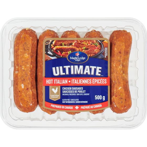 Maple Lodge Farms LT Ultimate Dinner Sausage Hot 500 g, $1.40/100g