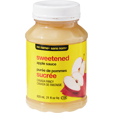 Sans Nom Purée de pommes sucrée 620 ml, 0,32 $/100ml