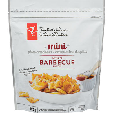 President's Choice Mini Pita Crackers, Barbeque Flavour 142 g, $2.46/100g