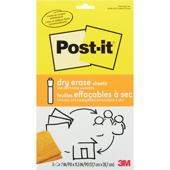 Post-it POST IT DRY ERASE SHEET 7X11.3 1 ea, 9,00 $/1ch