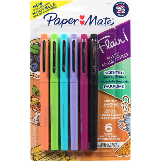 Papermate Flair Sunday Brunch Scented Felt Pen, Medium Point, Assorted, 6 Pack 6x1.0 ea, $1.75/1ea