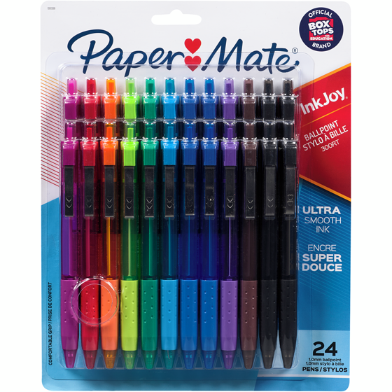 Papermate InkJoy 300RT Retractable Ballpoint Pens, 1.0mm, Assorted Colours, 24 Pack 24x1.0 ea, $0.69/1ea
