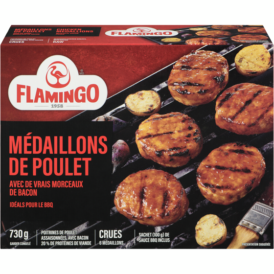 Flamingo Médaillons de poulet au bacon 730 g, 2,19 $/100g