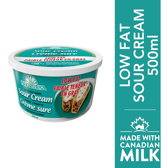 Scotsburn Sour Cream Low Fat 500 ml, $1.40/100ml