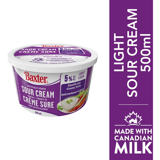 Baxter Sour Cream Light 5% M.F. 500 ml, $1.40/100ml