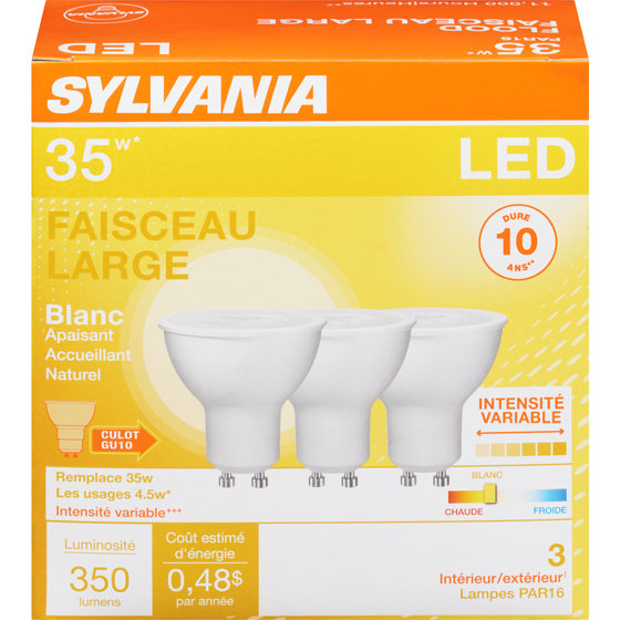 Sylvania Lampes par16 faisceau large blanc led 35 w 1 ea, 17,00 $/1ch
