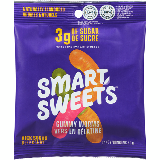 Smart Sweets Candy Gummy Worms 50 g, $9.98/100g