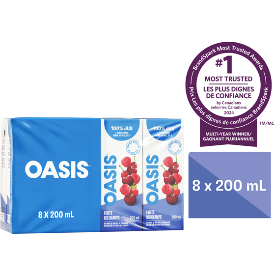 Oasis Jus de fruits des champs 8x200.0 ml, 0,37 $/100ml