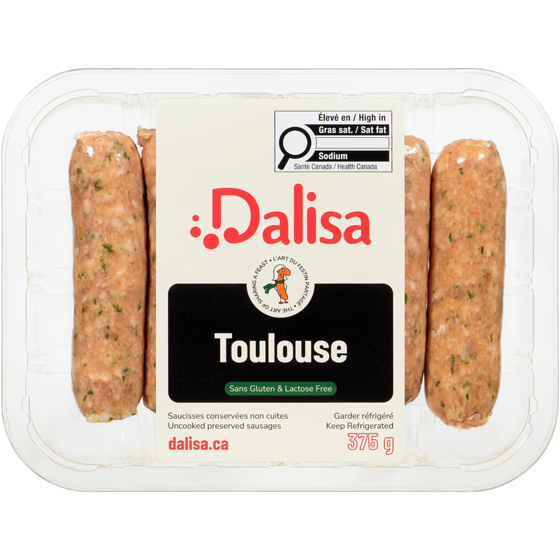 Dalisa DALISA SAUCISSES TOULOUSE SG 375 g, 2,13 $/100g