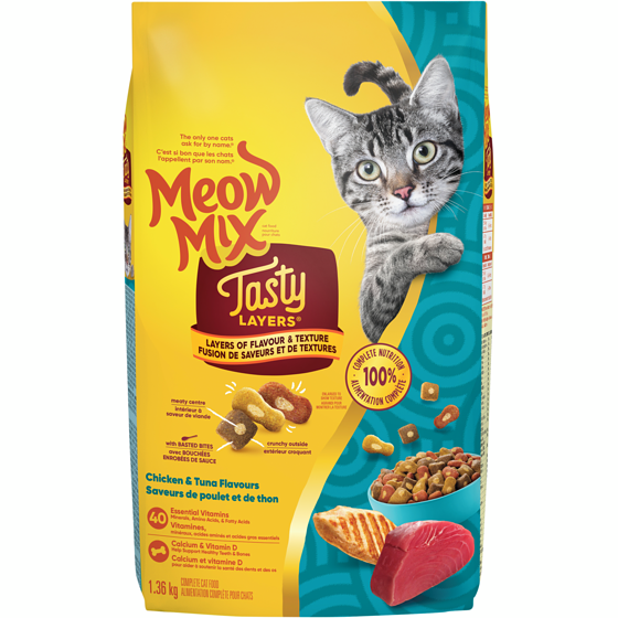 Meow Mix Cat Food, Tasty Layers Chicken and Tuna Flavour 1.36kg 1.36 kg, $0.92/100g