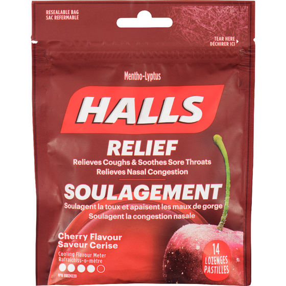 Halls Cherry Bag 14 ea, $0.21/1ea