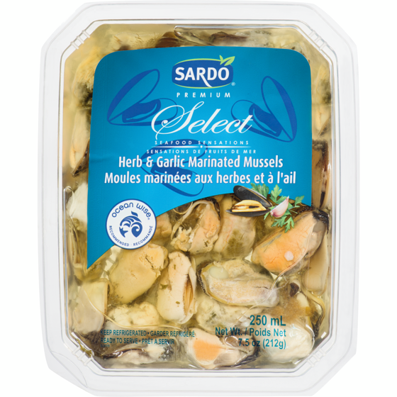 Sardo Herb & Garlic Marinated Mussels 250 ml, $2.00/100g