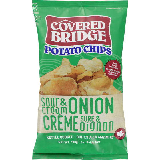 Covered Bridge Potato Chips Sour Cream & Onion 170 g, $2.64/100g