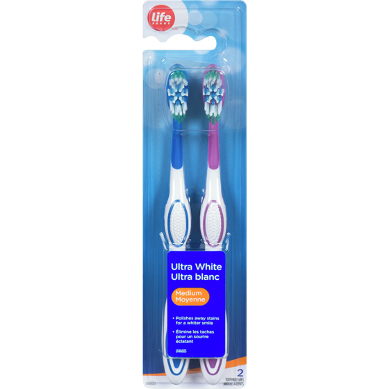 Life Brand Ultra White Medium Toothbrush 2 ea, $2.25/1ea