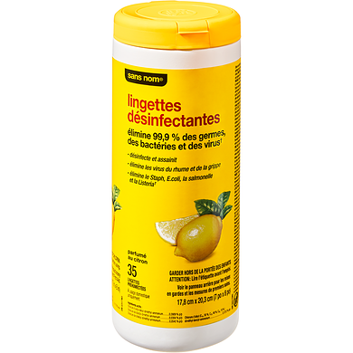 Sans Nom Lingettes désinfectantes parfumées au citron 35 ea, 0,09 $/1ch