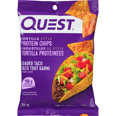 Quest Croustilles de style tortilla protéinées taco tout garni saveur 32 g, 17,16 $/100g