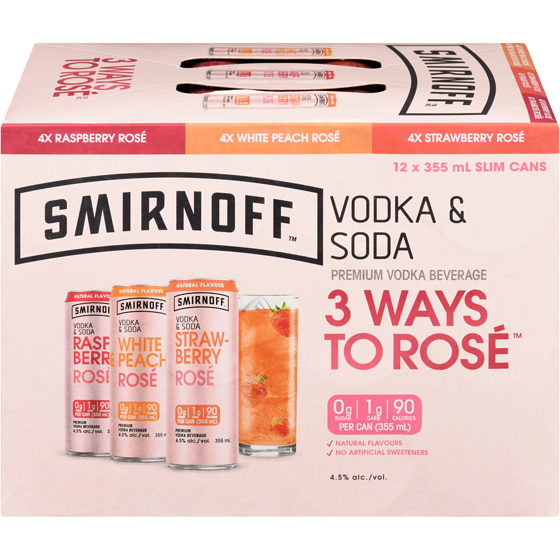 Smirnoff Smirnoff Vodka Soda Variety (ID required at pick-up) 12x355.0 ml, $0.73/100ml