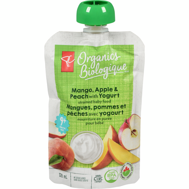 PC Organics Mango, Apple & Peach With Yogurt Strained Baby Food 128 ml, $1.16/100ml