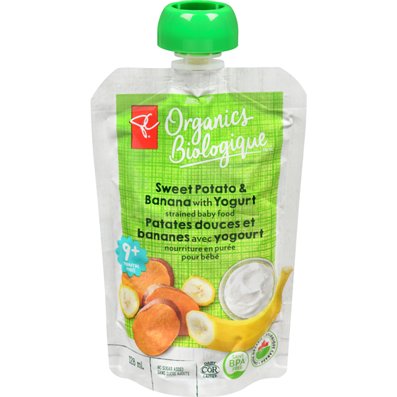 PC Organics Sweet Potato & Banana With Yogurt Strained Baby Food PC.ca