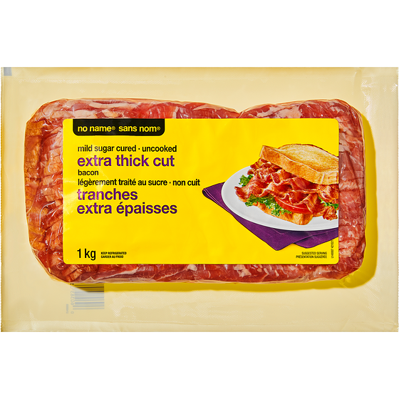 No Name Extra Thick Cut Bacon 1 kg, $1.40/100g