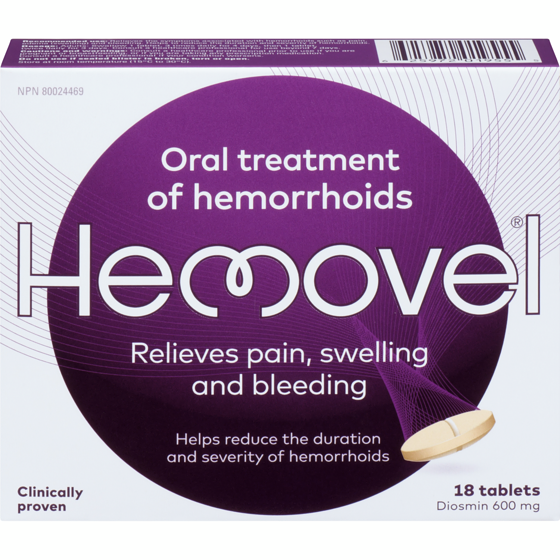 Hemovel Tablet Oral Hemorrhoid Treatment Diosmin 600 mg 18 Tablets 18 ea, $1.06/1ea