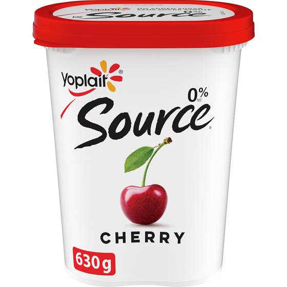 Yoplait Source 0% Smooth Traditional Yogurt, Cherry, No Added Sugar 630 g, $0.60/100g