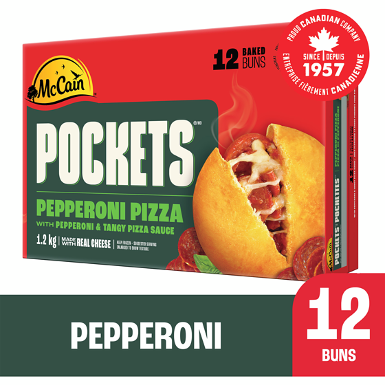 McCain Pizza Pockets Pepperoni, 12 pack 1.2 kg, $1.17/100g