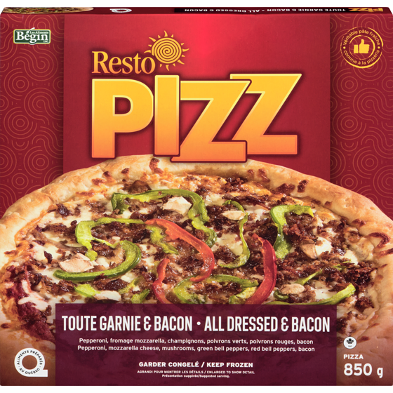 Resto Pizz Pizza All Dressed & Bacon  850 g, $1.24/100g
