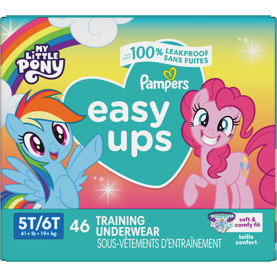 Pampers Easy Ups - 5T6T Format Super Pour Filles – 1/46 COUCHES 46 ea, 0,74 $/1ch