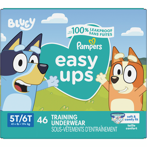 Pampers Sous-vêtements d’entraînement Easy Ups, taille 5T/6T, garçons, 46 sous-vêtements 46 ea, 0,74 $/1ch