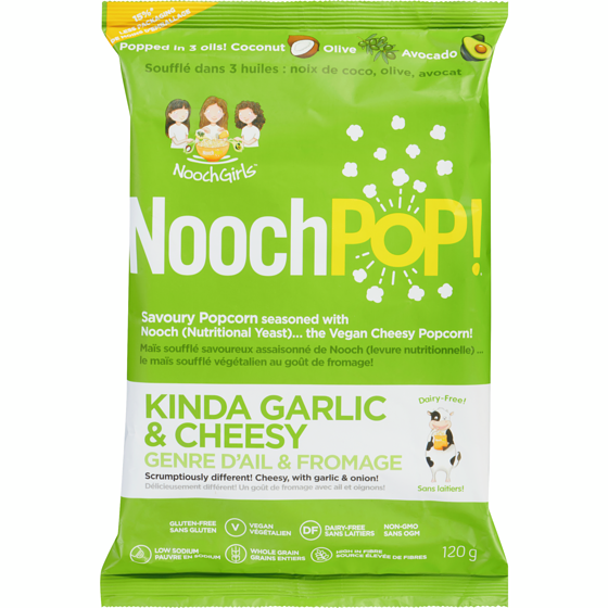 Noochpop Savoury Popcorn Kinda Garlic & Cheesy 120 g, $5.42/100g