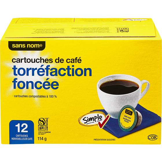 Sans Nom Cartouches de café à torréfaction foncée 114 g, 7,01 $/100g