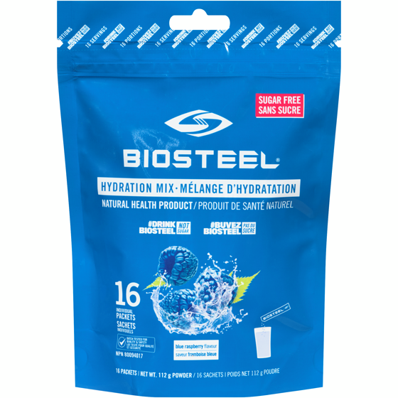 Biosteel Produit de sante naturelle poudre framboise bleue sans sucre 16s  112 g, 20,09 $/100g
