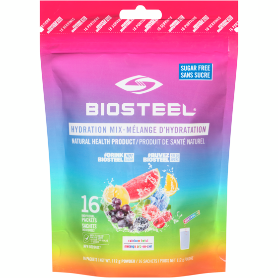 Biosteel Natural Health Product Hydration Mix Powder Rainbow Twist Sugar Free 16S 112 g, $23.21/100g