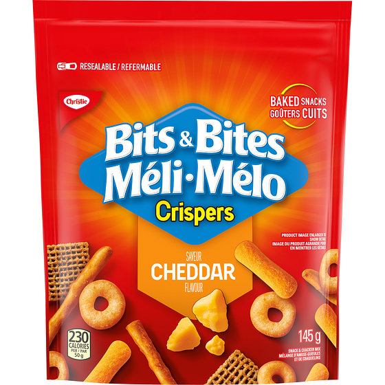 Christie Bits & Bites Cheddar Snack and Cracker Mix 145 g, $1.92/100g