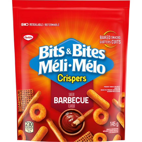 Christie Mélange d’amuse-geule et de craquelins Méli-Mélo de Crispers à saveur de barbecue 145 g, 2,41 $/100g
