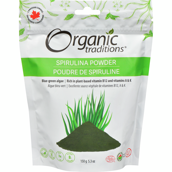 Organic Traditions Spirulina Powder 150 g, $13.99/100g