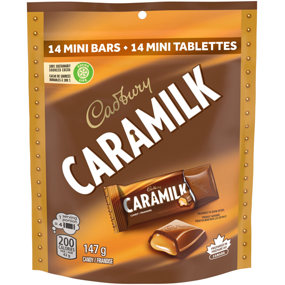 Cadbury CARAMILK Chocolatey Candy Minis, 100% sustainably sourced cocoa 147 g, $3.94/100g