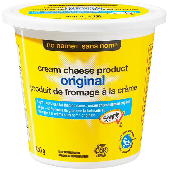 No Name Light Cream Cheese Spread, Original 450 g, $1.44/100g