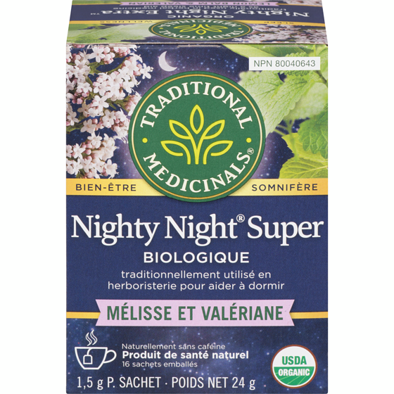 Traditional Medicinals Nighty Night Super Valériane Biologique Sachets Emballés 16 ea, 0,44 $/1ch