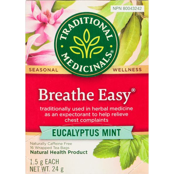 Traditional Medicinals Breathe Easy Eucalyptus Mint Wrapped Tea Bags 16 ea, $0.34/1ea