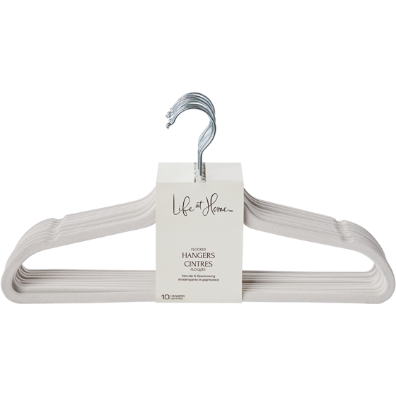 Life at Home Flocked Hangers Beige  10x1.0 ea, $1.00/1ea