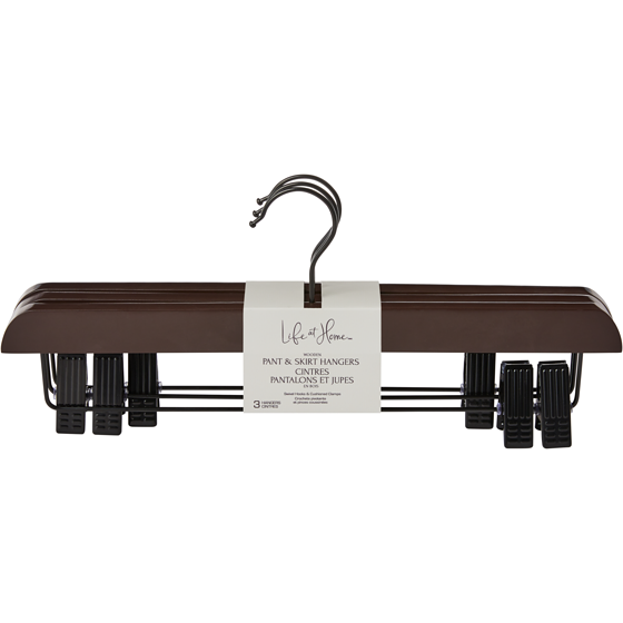 Life at Home Dark Wooden Pant & Skirt Hangers 3x1.0 ea, $2.67/1ea