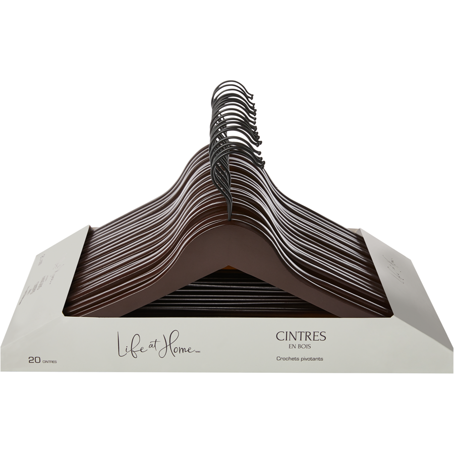 Cintres Costard Large HOUSE DAY Lot De 6 Cintres Bois Extra-Large - Barre Pantalon Antidérapante, Crochet Pivotant 360° Cintre En Bois