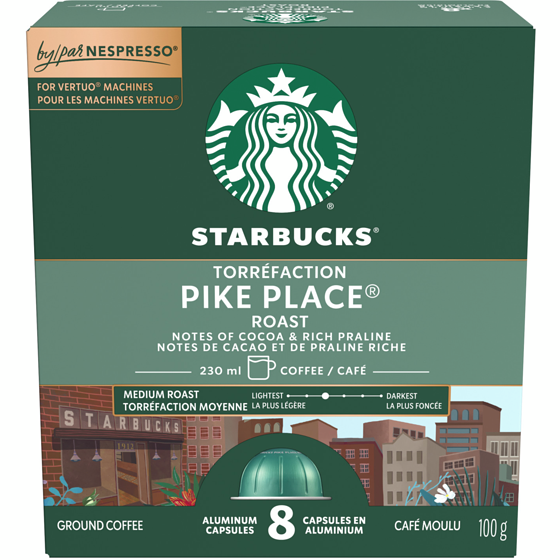 Starbucks Capsules Torréfaction Pike Place Pour Nespresso Vertuo 100 g, 12,99 $/100g