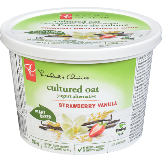 PC Plant Based Cultured Oat Yogurt Alternative Strawberry Vanilla PC.ca