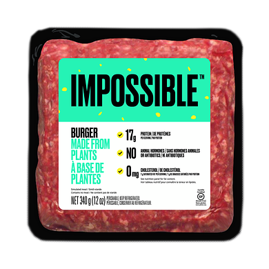 Impossible Foods Inc. Burger à base de plantes 340 g, 3,38 $/100g