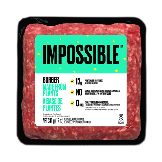 Impossible Foods Inc. Burger à base de plantes 340 g, 3,24 $/100g
