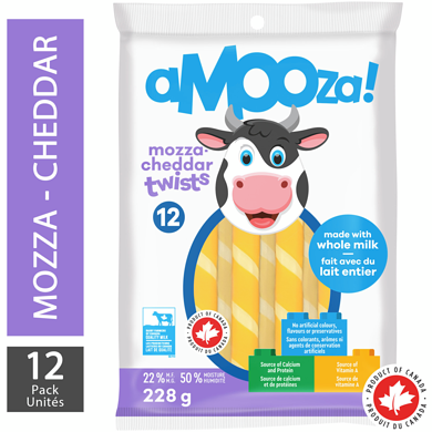 aMOOZa! Amooza! Torsades Mozza Cheddar Twists Paquet De 12 228 g, 2,19 $/100g